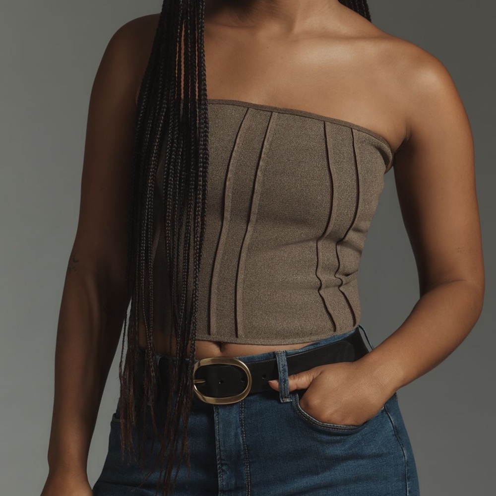 Pilcro Chocolate Brown Strapless Top